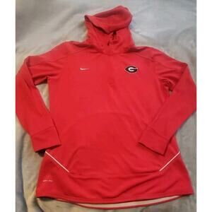 Nike Georgia Bulldogs 1/4 Zip Pullover hooded womens Large Red dri-fit embroider